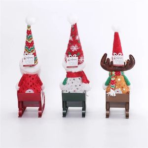 Ensemble de 3 figurines lumineuses de Noël : Père Noël, Bonhomme de neige et Renne avec traîneau, lumière chaude, cadeau de Noël, décoration de fête - Product Image 3