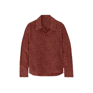 Camicia Vintage da <span class=keywords><strong>Donna</strong></span> <span class=keywords><strong>Bordeaux</strong></span> a Pois con Maniche Lunghe, Colletto Classico e Bottoni per Primavera e Autunno - Product Image 3