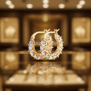 Orecchini a Cerchio di Lusso in Oro con Cristalli e Strass, Design Geometrico Placcato Oro 18K per Uso Quotidiano Femminile - Product Image 2
