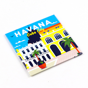 Diseño personalizado de fábrica, recuerdo de <span class=keywords><strong>Cuba</strong></span>, imán de La Habana, placa de hojalata cuadrada de Metal para turistas, imán de nevera - Product Image 3