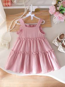Vestito Estivo per Bambina con Gonna a Strati, Fiocco Tridimensionale e Cintura Lavorata a Maglia - Product Image 2