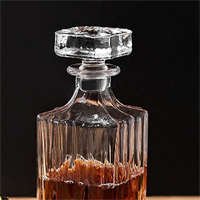 Ensemble de 5 verres à whisky et tequila de haute qualité, carafe à liqueur élégante, bouchon en verre massif orné, bouchon en liège pour jus