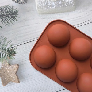 6 lỗ nửa bóng hình dạng Silicone bánh khuôn sô cô la kẹo khuôn tự làm xà phòng Khuôn Silicone Baking cơ sở nến - Product Image 6