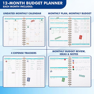 Carnet de planification budgétaire et financière avec reliure spirale double, poches et conception à ouverture plate – Organiseur personnel des finances - Product Image 3