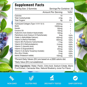 Complément Gummy Végétalien de Collagène Marque Blanche OEM pour la Pousse des Cheveux et le Blanchiment de la Peau avec Biotine et Vitamines C E pour Cheveux Peau et Ongles - Product Image 5