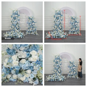 Customizable Wedding Party <b>artificial</b> Flower backdrop blue Silk Flower Arrangement Arch Flower Row Background - Product Image 3