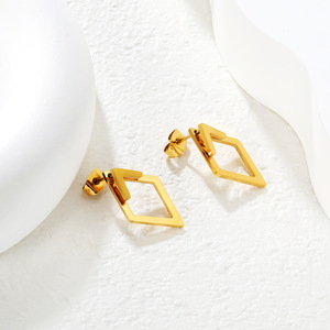 Stud <b>Earrings</b> Women Gold Plated Shell Geometric Design Everyday Wear Stainless Steel <b>Post</b> - Product Image 3