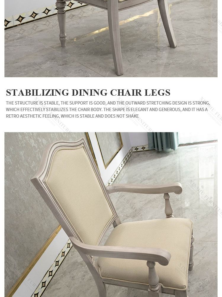 American Nordic Family DiningTtable Chair Retro Back Chair 2021 New Full Solid Wood Armrest Cloth Dining Chair