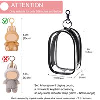 Poupée Labubu en PVC transparent et sac cadeau avec couleur personnalisée, figurine V3, présentoir, sangle en peluche, porte-clés à bandoulière