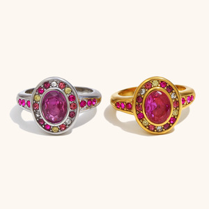 Anillos de Moda Vintage, Anillos Apilables de Lujo con Corazón Grueso, Iniciales y Piedra de Nacimiento, de Acero Inoxidable, Estilo Gótico para Mujer - Product Image 6