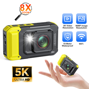 Kamera Aksi Mini Tahan Banting 10m Tahan Air 8x Zoom 5K/30fps 96MP Lampu LED Layar 2.8" Kartu TF Outdoor OEM/ODM - Product Image 1