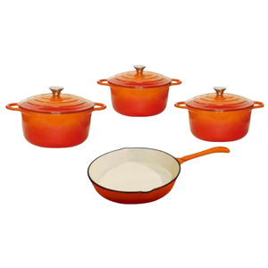 Cast Iron Enameled Cookware Set 7 Piece Non Stick Oven Safe Frying Pan <b>Saucepan</b> Kitchen Cooking Set - Product Image 1