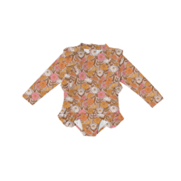Maillot de bain à volants Spf 50 + en polyester recyclé pour enfants Maillot de bain à fleurs à manches longues Rashie One Piece Daisy Eco-friendly United States