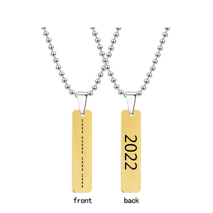 Collana con Codice Morse in Acciaio Inox Placcato Oro 18K, Regalo per Migliori Amici con Incisione 'Love Luck Fearless <span class=keywords><strong>Never</strong></span> <span class=keywords><strong>Give</strong></span> <span class=keywords><strong>Up</strong></span> Blessed' 2022 - Product Image 4