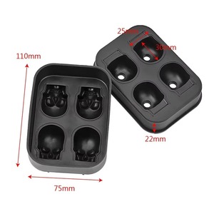 Moule à glaçons en silicone flexible en forme de crâne avec entonnoir, 4 cavités, pour la fabrication de glaçons et outils à crème glacée - Product Image 4