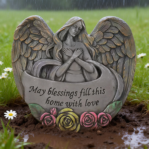 Памятные сувениры из смолы в форме сердца с ангельской тематикой, ручной росписью и напечатанным текстом, для садов, зон отдыха для животных, мемориальных стендов, с сентиментальным содержанием - Product Image 3