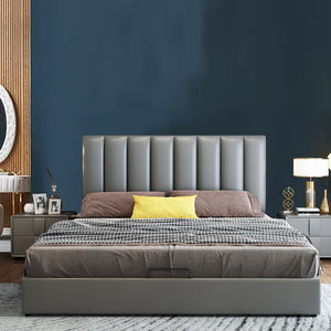 Cama King Size Moderna de Lujo con Estructura de Cuero Italiano, Cama Queen Size con Cajones de Almacenamiento, Plataforma Baja de Cuero - Product Image 2