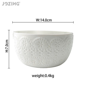 Ciotola Rotonda in Ceramica Bianca Pura da 5,5 Pollici, Lucida, per Zuppa e Insalata, con Motivo Floreale, per Feste, Vendita all'Ingrosso - Product Image 6
