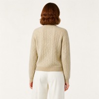 Cardigan en tricot torsadé couleur avoine pour femme, col en V, manches longues, en cachemire, sur mesure ODM OEM, vente en gros