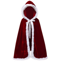 Erwachsene Damen Weihnachts-Cosplay-Kostüm-Set Samt-Roter Kunstfell-Kapuzenumhang Winter Warmer Party-Umhang Auf Lager Großhandel