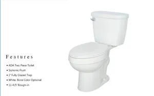 Fabrika satış sifon tipi dilsiz iki parçalı tuvalet banyo malzemesi tuvalet
