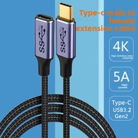 Kabel Ekstensi Tipe C Adaptor Tipe C Pria/Wanita Pria-ke-Pria Pencerminan Layar USB 3.2 Gen2 20 Gbps Transfer Data Kecepatan Tinggi