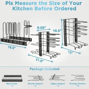 Nouveau support de rangement mural pliable multi-niveaux réglable pour casseroles et couvercles de cuisine DIY - Product Image 6