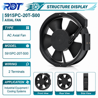 Ventilateur axial de refroidissement à haut débit d'air 220 V CA, 172 mm, à roulement à billes, pour armoire de commande, dissipation thermique, modèle 5915PC-20T-S00, d'origine japonaise