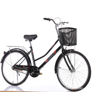 Nouveau vélo adulte 24/26 pouces avec fourche à suspension, cadre en acier carbone, pneus pleins anti-crevaison, style féminin, adapté pour - Product Image 5