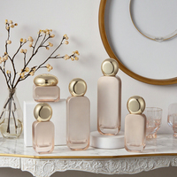 Ensemble Luxe de Flacons et Pots en Verre pour Cosmétiques Soins de la Peau, Dégradé Orange Transparent Givré Blanc Opaque