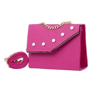 Bolso Bandolera Daria Buganvilia de 7 Pulgadas con Cierre de Cremallera, Perlas, Moda, Bolso de Hombro para Mujer, Verano, Lona de Poliéster - Product Image 3