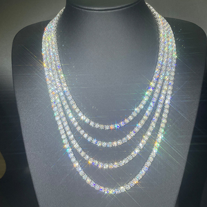 Bracelet collier chaîne tennis en stock <span class=keywords><strong>prix</strong></span> de gros 2mm-6.5mm D couleur VVS Moissanite diamant S925 argent plaqué <span class=keywords><strong>or</strong></span> - Product Image 2