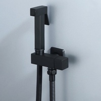 Ensemble de pulvérisation pour bidet mural moderne en zinc noir mat, douchette WC portative, Shattaf, douchette de bidet pour salle de bain, accessoire sanitaire
