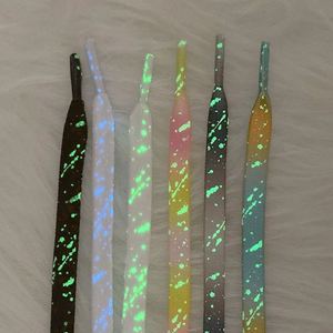 เชือกผูกรองเท้าเรืองแสง 2 คู่ สำหรับรองเท้าผ้าใบแบบแบน ลายย้อมสี  แบบเรืองแสงในที่มืด สีหมึกสาด ขนาด 140/160 ซม. - Product Image 2