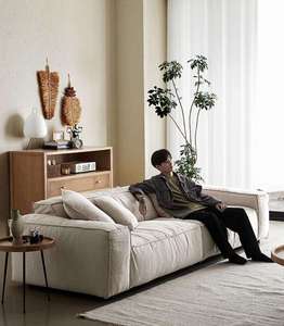 Ensemble de canapés modernes et confortables pour salon, mobilier de maison simple, en tissu de lin amovible, avec accoudoirs carrés en éponge, idéal pour les hôtels - Product Image 5