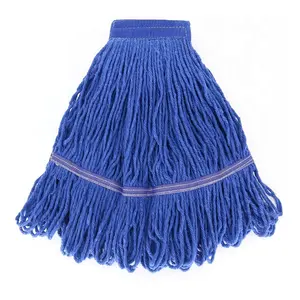 Commercial Medium Cotton Blended Looped-End Wet Mop Head Blend of Cotton & Polyester 16 oz with Wide Band for Organized Cleaning