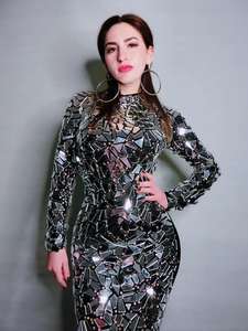 Novance prodotti di tendenza specchietti completi abito <span class=keywords><strong>da</strong></span> Club 2022 Sexy abiti di strass di compleanno donna ospite di nozze taglie forti - Product Image 6