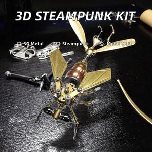 Kits de modèles métalliques <span class=keywords><strong>3D</strong></span> Steampunk, assemblage <span class=keywords><strong>mécanique</strong></span> électrique, jouet de bricolage, <span class=keywords><strong>puzzle</strong></span> pour enfants, 51 à 100 pièces, insecte, mouchette en laiton - Product Image 2