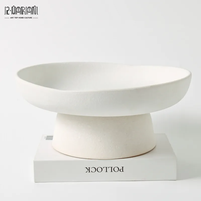 Nouveaux plateaux en céramique blanche Bol à fruits décoratif de luxe pour comptoir de table