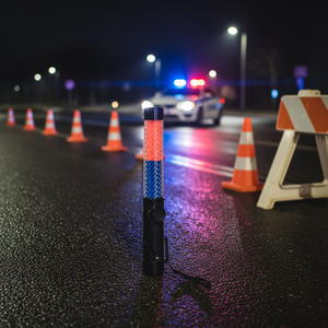 Bastón de Tráfico Recargable de PVC con Luces LED Rojas y Azules, Alta Intensidad, Reflectante Prismático, Clasificación IP68 para Control de Tráfico - Product Image 5