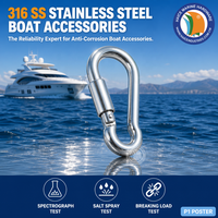 Mousqueton à ressort en acier inoxydable 316 DIN5299C 6x60mm pour l'escalade, les animaux domestiques, les yachts, les bateaux, accessoires de quincaillerie marine