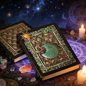 Carnet de notes en cristal naturel artisanal, améthyste, croissant de lune, <span class=keywords><strong>livre</strong></span> de magie de sorcière, cadeau de Noël pour filles, best-seller - Product Image 4