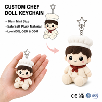 Porte-clés personnalisé en peluche Chef, mini poupée de cuisine de 10 cm, breloque mignonne pour sac, rembourrage en coton PP, porte-clés brodé