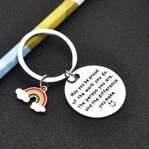 Excelentes Regalos para Maestros, Llavero de Acero Inoxidable Brillante con la Frase 'Que Puedas Estar Orgulloso/a del Trabajo', Llavero de Acero Inoxidable - Product Image 2