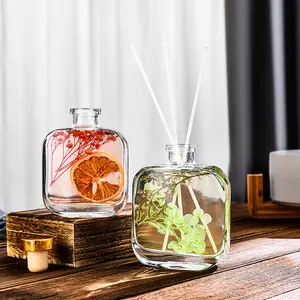 Botol Diffuser parfum Reed kustom kaca mewah 100 botol kosong dengan tutup tutup 200ml dan kemasan