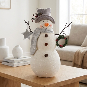 Figurine <span class=keywords><strong>de</strong></span> bonhomme <span class=keywords><strong>de</strong></span> neige gris rustique avec étoile argentée et <span class=keywords><strong>couronne</strong></span> pour décoration <span class=keywords><strong>de</strong></span> Noël inspirée <span class=keywords><strong>de</strong></span> la nature, vente <span class=keywords><strong>en</strong></span> gros - Product Image 2