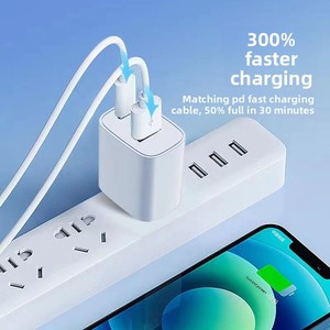 Chargeur mural USB C rapide HXB PD 20W à <span class=keywords><strong>double</strong></span> port, certifié 3C, directement de l'usine, avec câble Type C pour iPhone et téléphone Samsung - Product Image 2