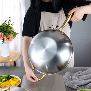 Utensilios de cocina de acero inoxidable 304, <span class=keywords><strong>Wok</strong></span>, sartén de 5 capas con tapa - Product Image 6