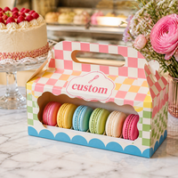 Boîte cadeau macaron personnalisée imprimée en couleur, emballage de boulangerie en carton avec fenêtre