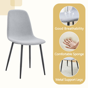 OEHOME Scalable Dining Table Chair <b>Sets</b> 4-piece <b>Set</b> Light Gray <b>Linen</b>-Cotton Material Chairs Modern Luxury Hotel Furniture - Product Image 6